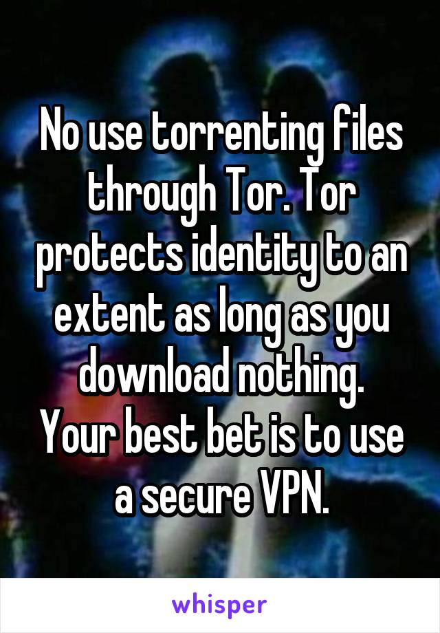 No use torrenting files through Tor. Tor protects identity to an extent as long as you download nothing.
Your best bet is to use a secure VPN.