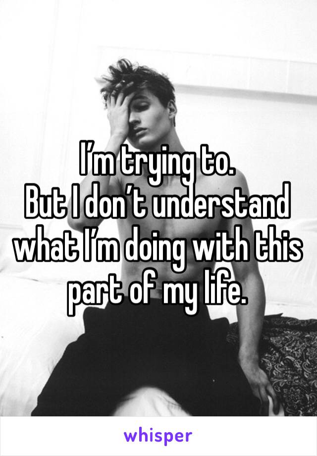 I’m trying to. 
But I don’t understand what I’m doing with this part of my life. 