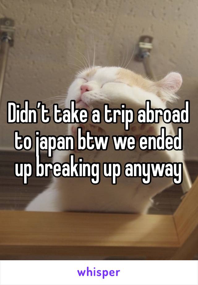 Didn’t take a trip abroad to japan btw we ended up breaking up anyway 