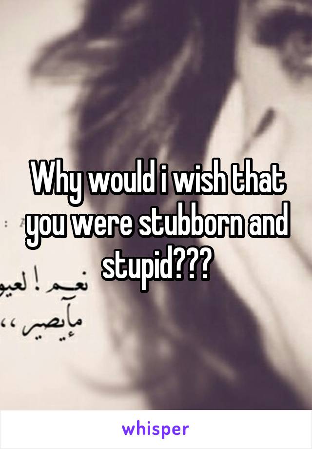 Why would i wish that you were stubborn and stupid???