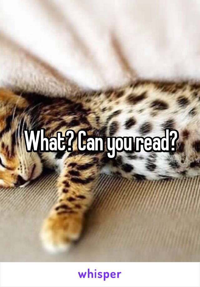 What? Can you read?