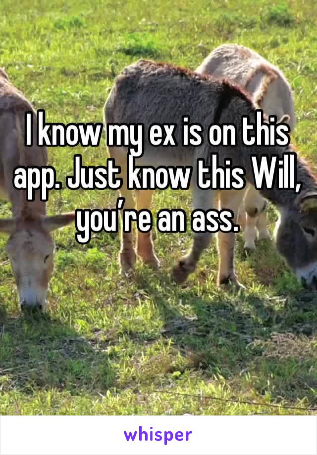 I know my ex is on this app. Just know this Will, you’re an ass. 