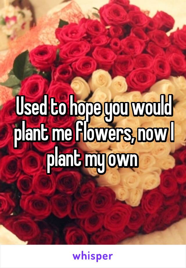 Used to hope you would plant me flowers, now I plant my own 