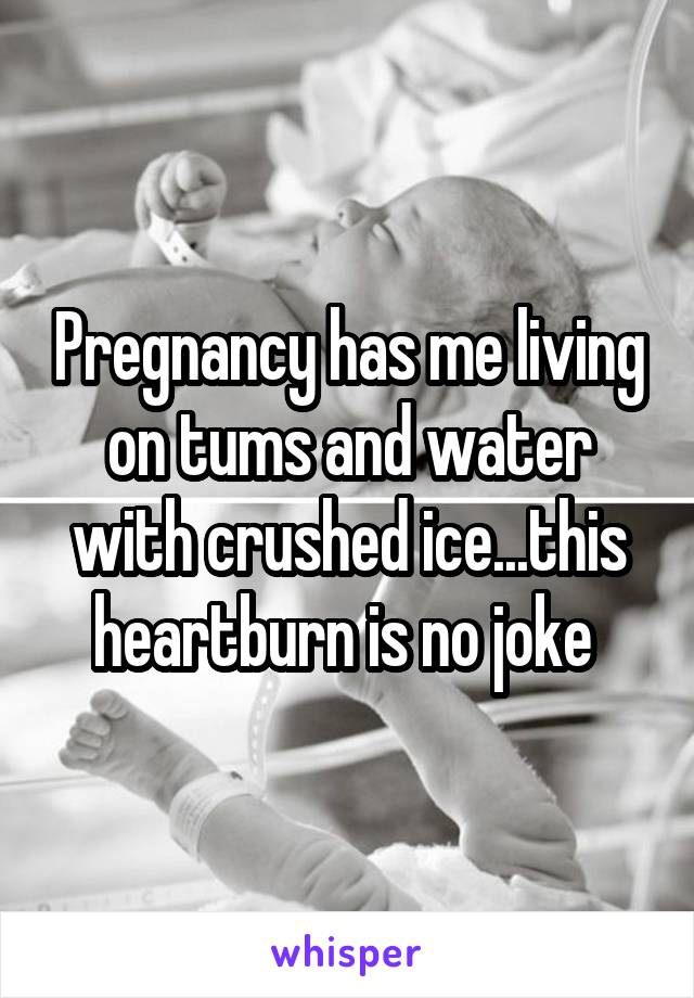 Pregnancy has me living on tums and water with crushed ice...this heartburn is no joke 