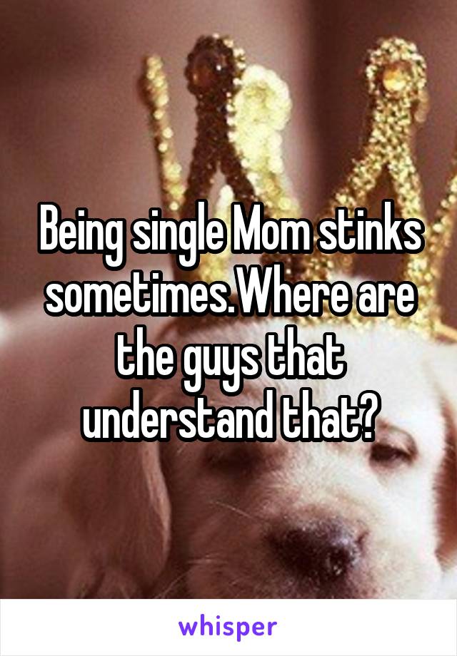 Being single Mom stinks sometimes.Where are the guys that understand that?