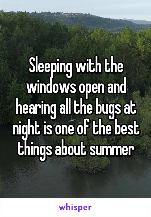 Sleeping with the windows open and hearing all the bugs at night is one of the best things about summer