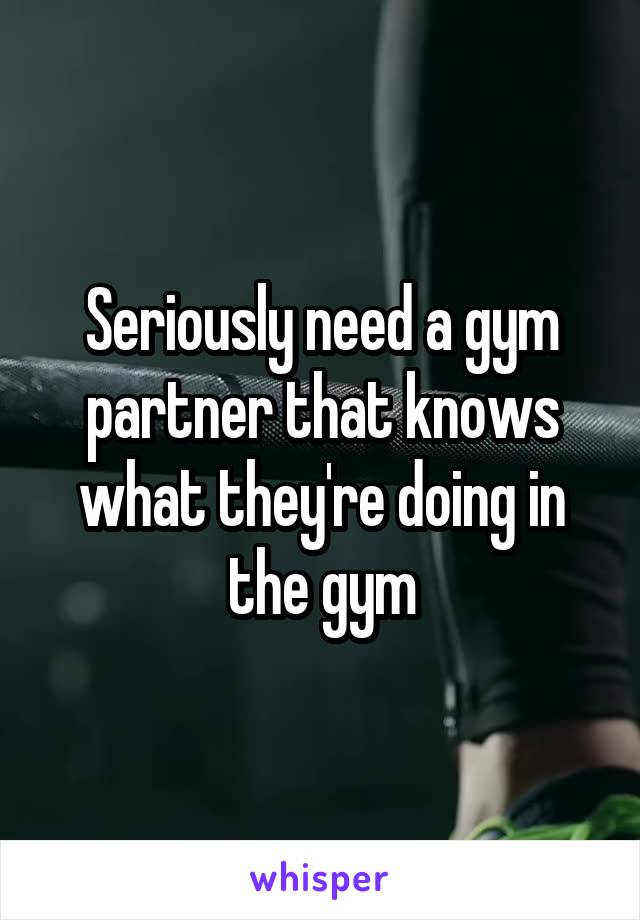 Seriously need a gym partner that knows what they're doing in the gym