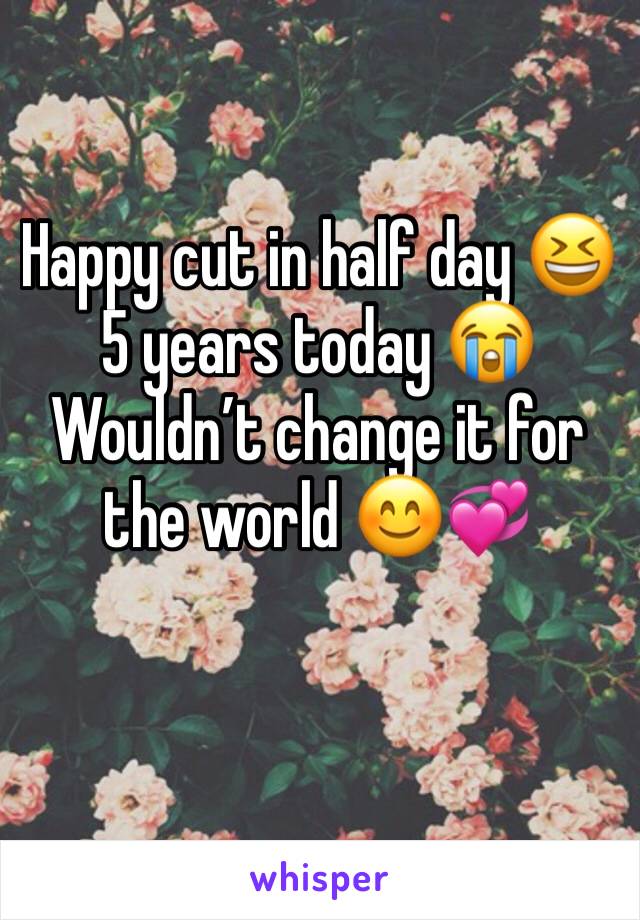 Happy cut in half day 😆
5 years today 😭
Wouldn’t change it for the world 😊💞
