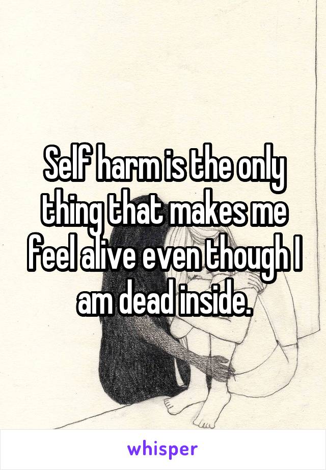 Self harm is the only thing that makes me feel alive even though I am dead inside.