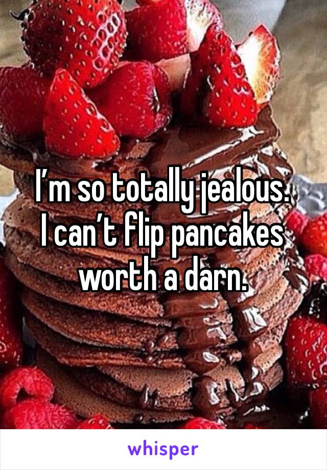 I’m so totally jealous. 
I can’t flip pancakes worth a darn. 