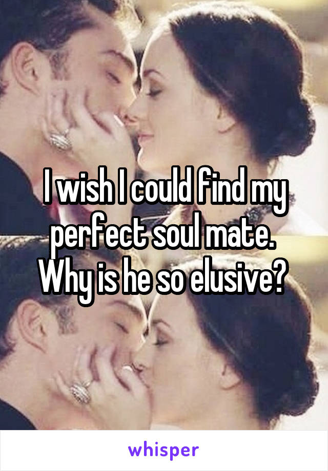 I wish I could find my perfect soul mate.  Why is he so elusive? 