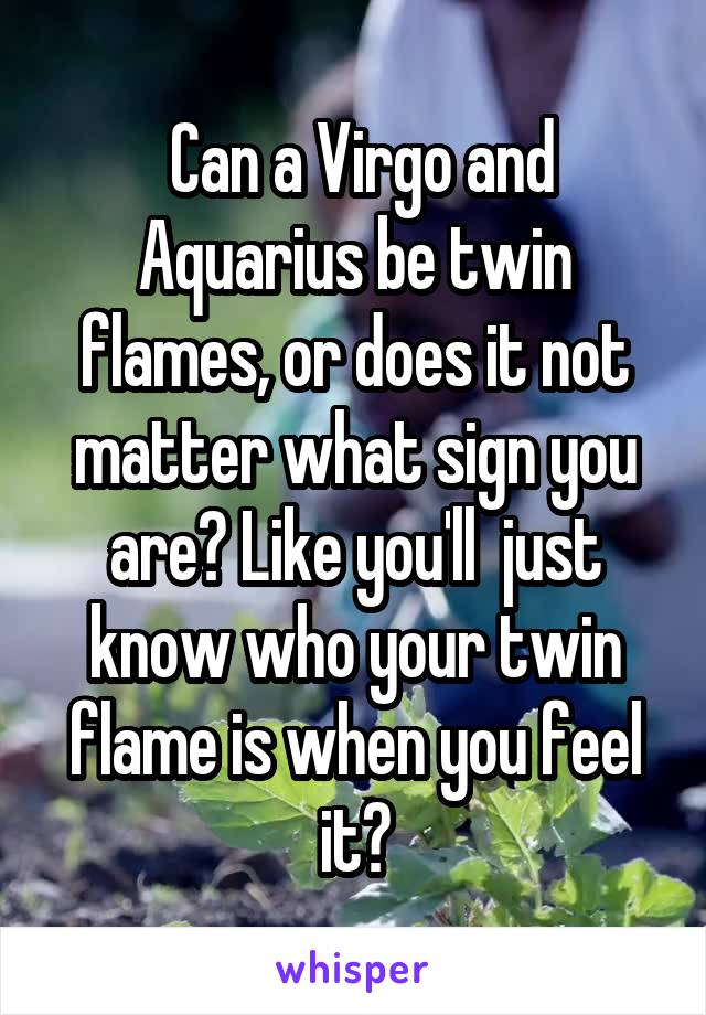  Can a Virgo and Aquarius be twin flames, or does it not matter what sign you are? Like you'll  just know who your twin flame is when you feel it?
