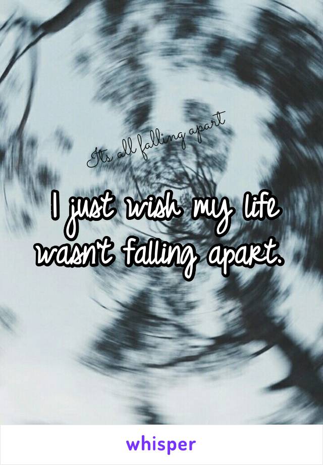 I just wish my life wasn't falling apart. 