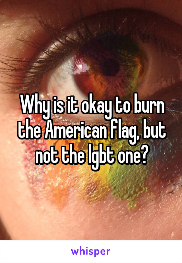 Why is it okay to burn the American flag, but not the lgbt one?
