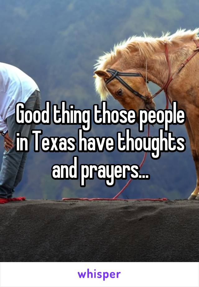 Good thing those people in Texas have thoughts and prayers...