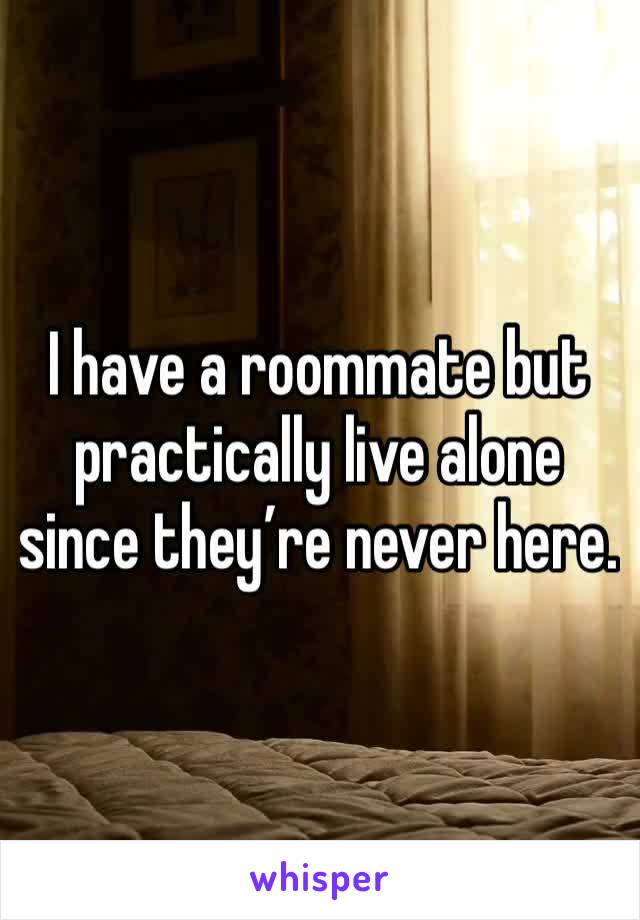 I have a roommate but practically live alone since they’re never here. 