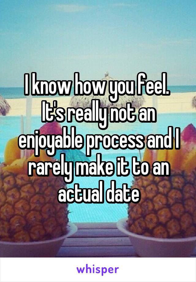 I know how you feel.  It's really not an enjoyable process and I rarely make it to an actual date