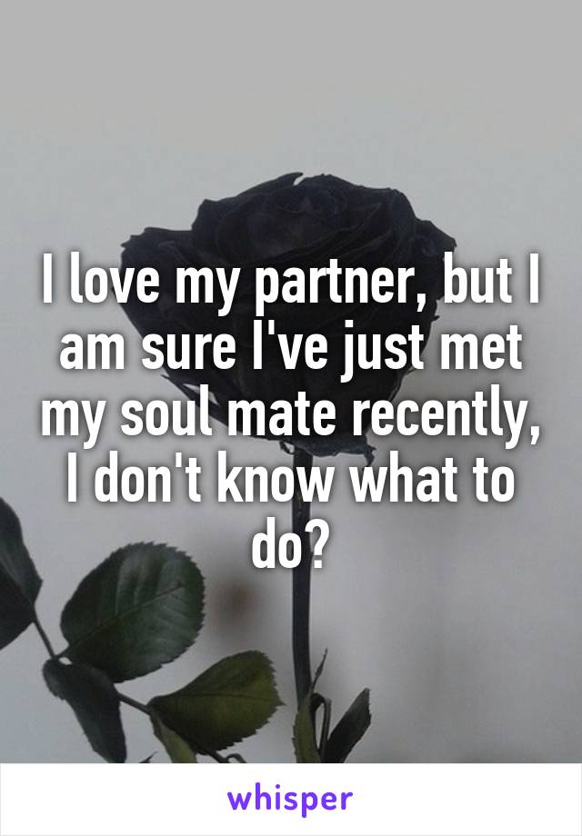 I love my partner, but I am sure I've just met my soul mate recently, I don't know what to do?