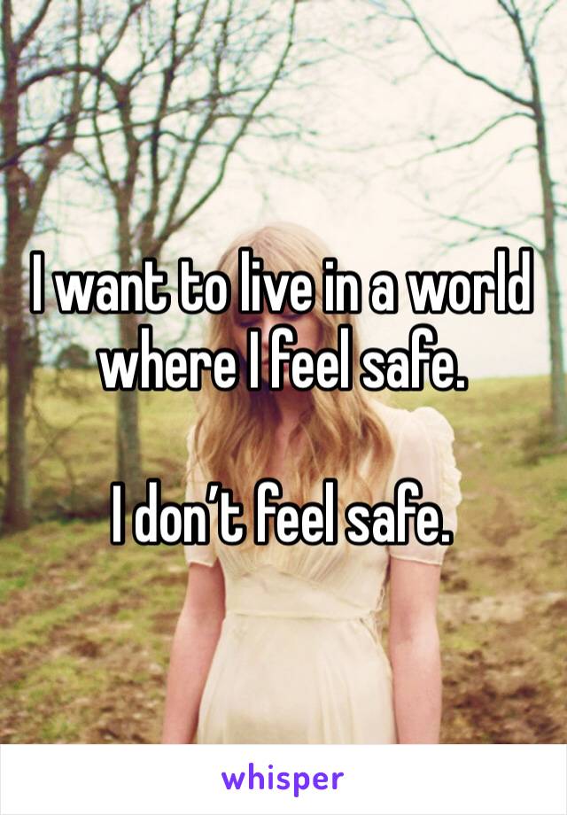 I want to live in a world where I feel safe. 

I don’t feel safe.