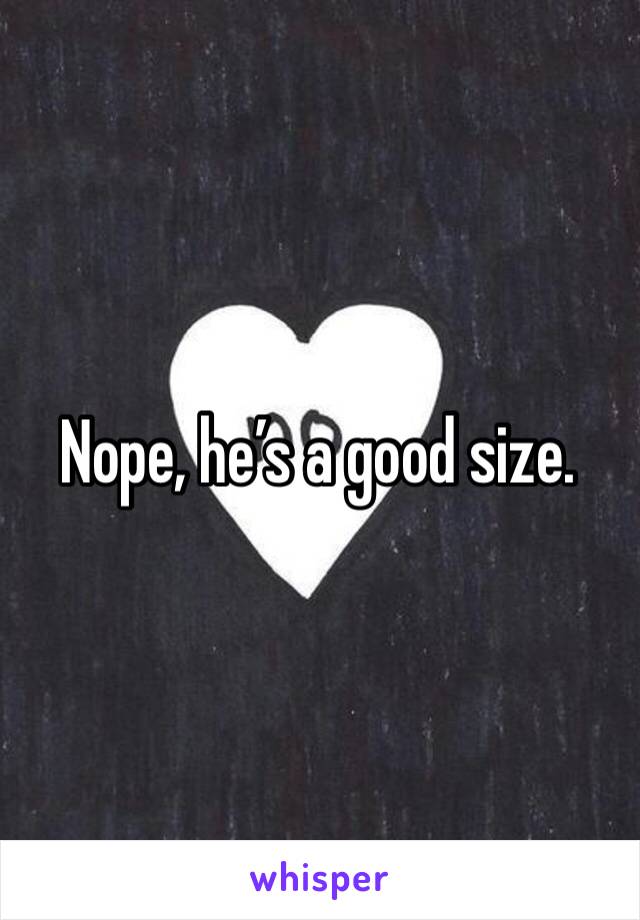 Nope, he’s a good size.