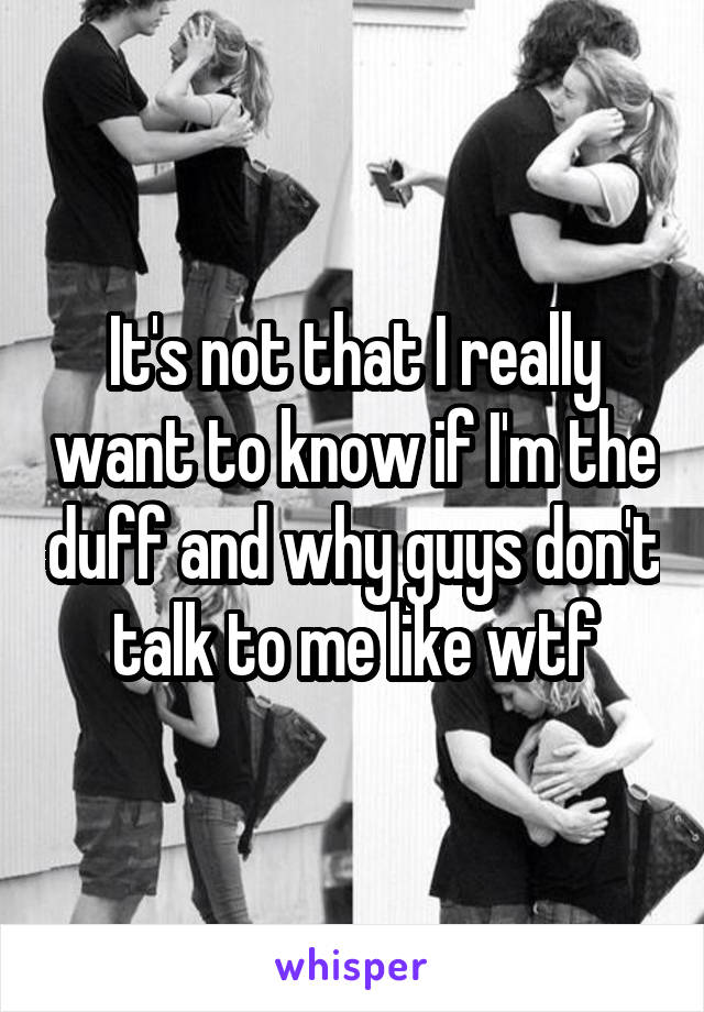 It's not that I really want to know if I'm the duff and why guys don't talk to me like wtf