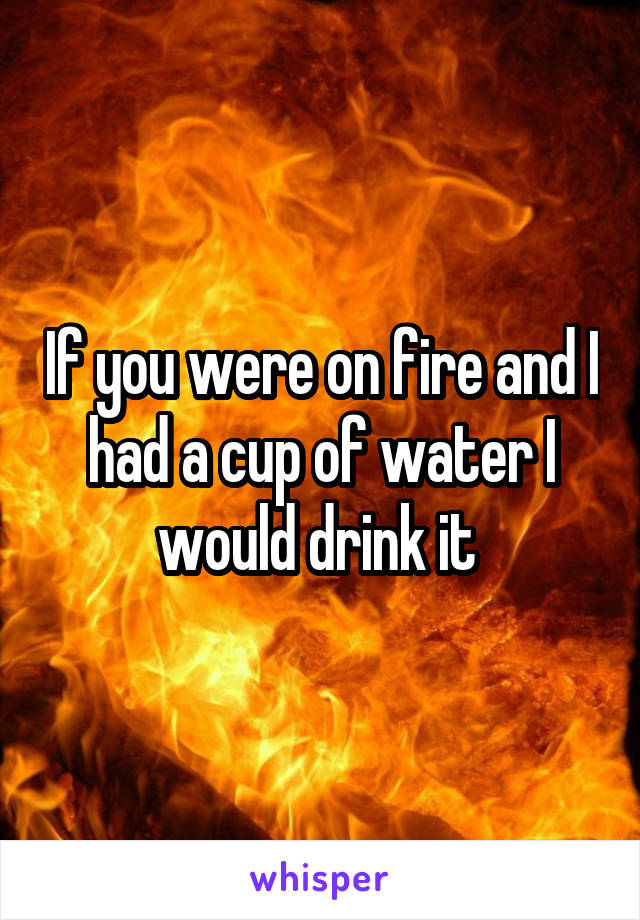 If you were on fire and I had a cup of water I would drink it 