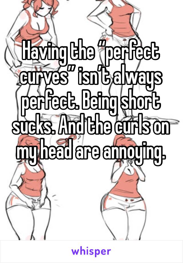 Having the “perfect curves” isn’t always perfect. Being short sucks. And the curls on my head are annoying.