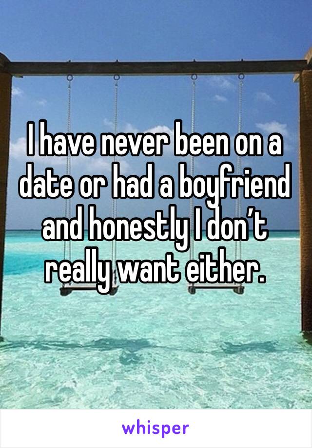 I have never been on a date or had a boyfriend and honestly I don’t really want either. 