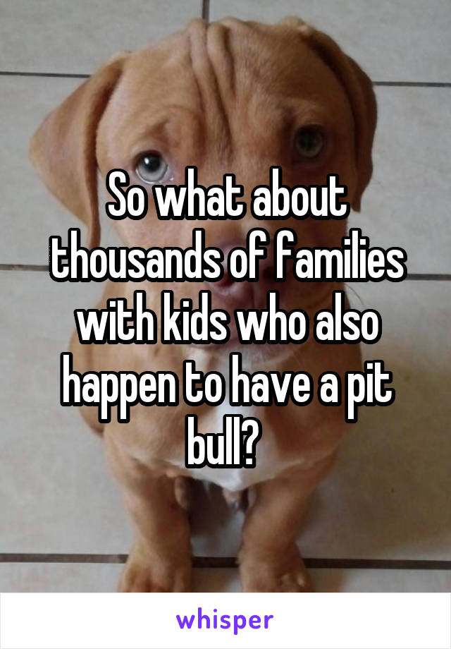 So what about thousands of families with kids who also happen to have a pit bull? 