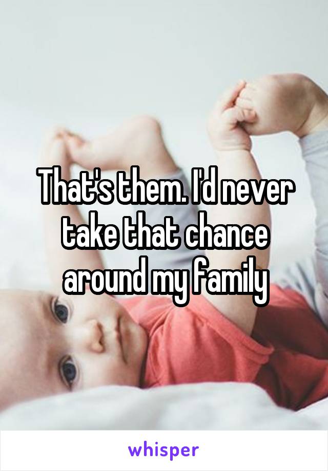That's them. I'd never take that chance around my family