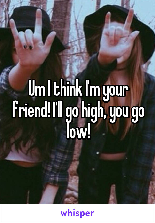 Um I think I'm your friend! I'll go high, you go low!