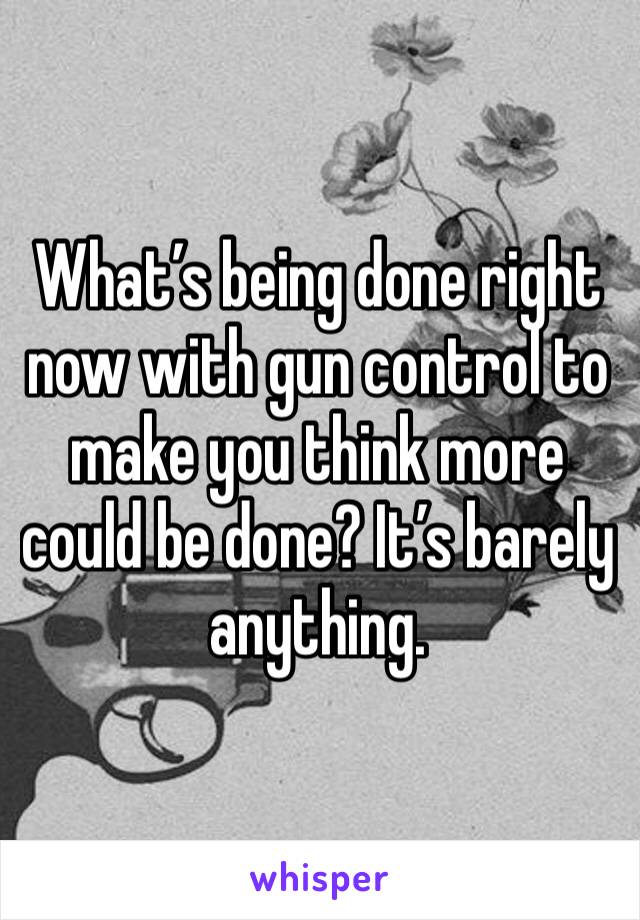 What’s being done right now with gun control to make you think more could be done? It’s barely anything.