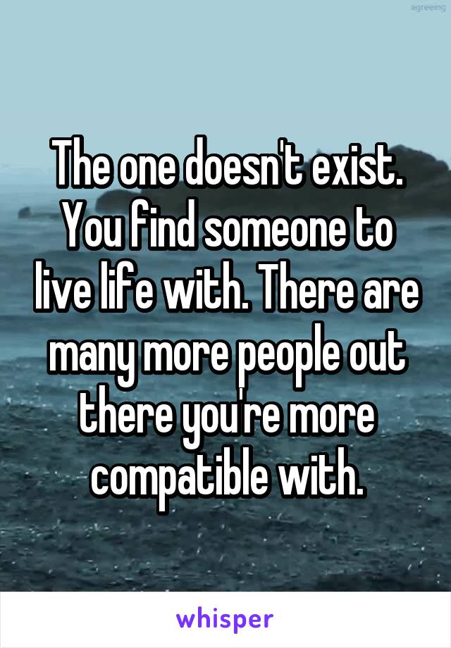 The one doesn't exist. You find someone to live life with. There are many more people out there you're more compatible with.