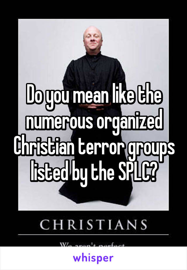 Do you mean like the numerous organized Christian terror groups listed by the SPLC?