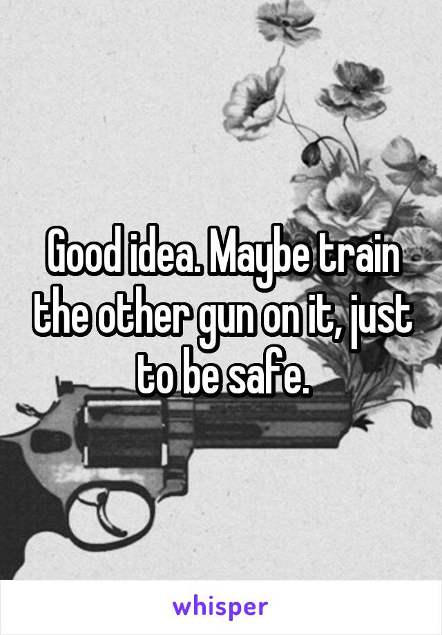 Good idea. Maybe train the other gun on it, just to be safe.