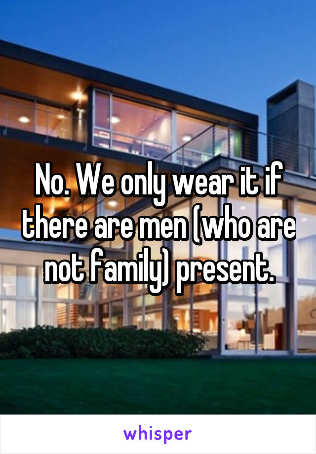 No. We only wear it if there are men (who are not family) present.