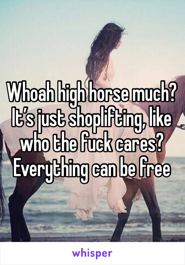 Whoah high horse much?
It’s just shoplifting, like who the fuck cares?
Everything can be free