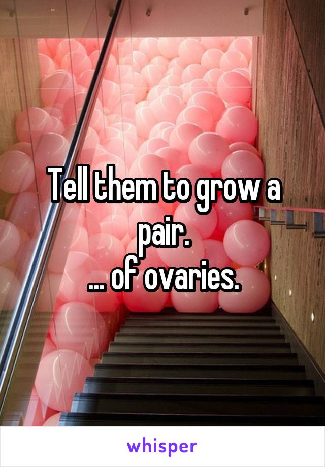 Tell them to grow a pair.
... of ovaries.