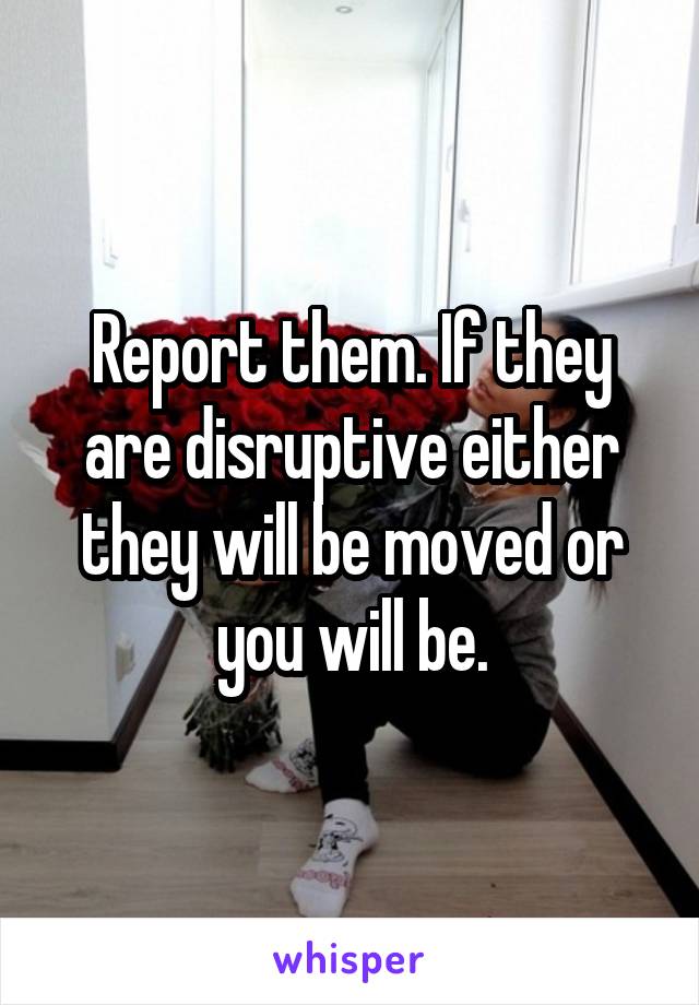 Report them. If they are disruptive either they will be moved or you will be.
