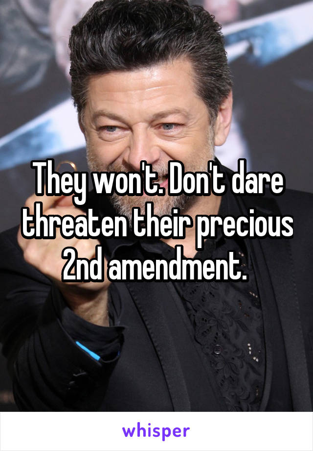 They won't. Don't dare threaten their precious 2nd amendment. 