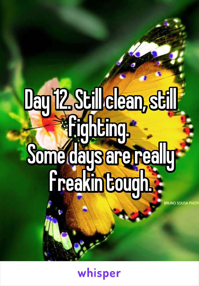 Day 12. Still clean, still fighting. 
Some days are really freakin tough.