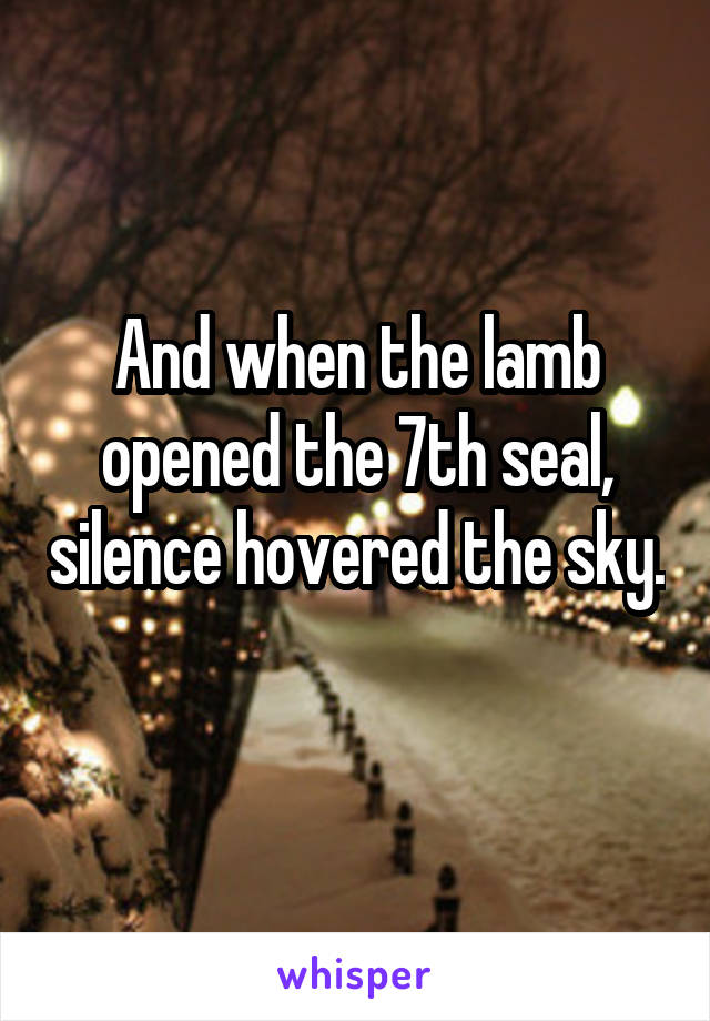 And when the lamb opened the 7th seal, silence hovered the sky. 
