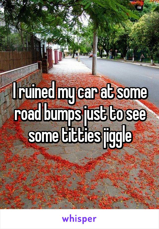 I ruined my car at some road bumps just to see some titties jiggle