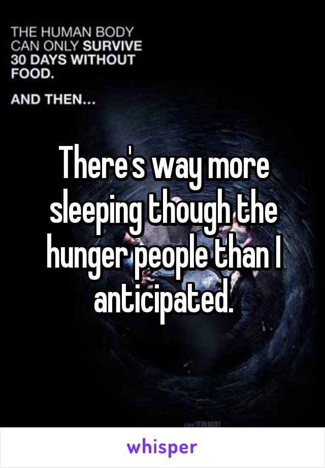 There's way more sleeping though the hunger people than I anticipated.