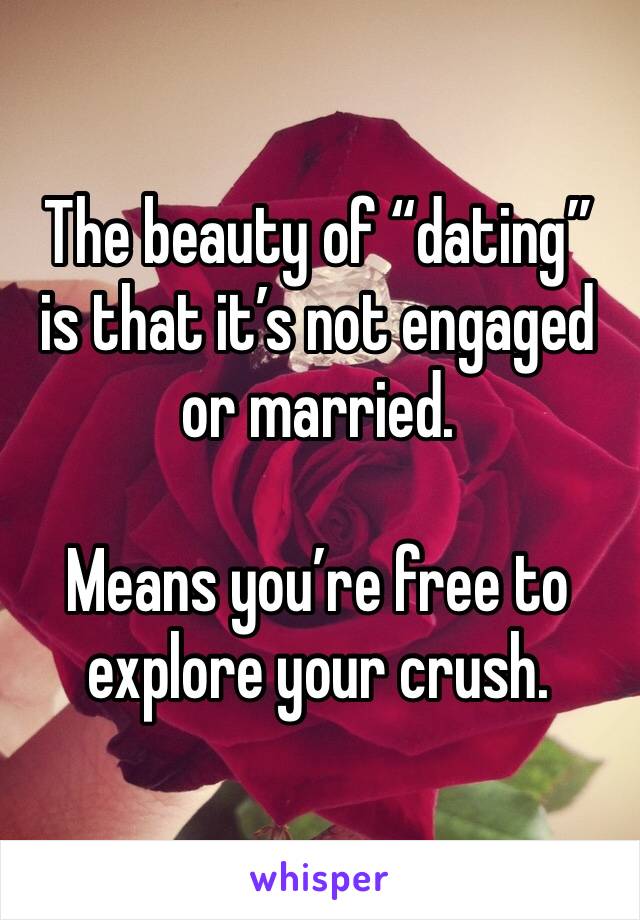 The beauty of “dating” is that it’s not engaged or married.  

Means you’re free to explore your crush. 