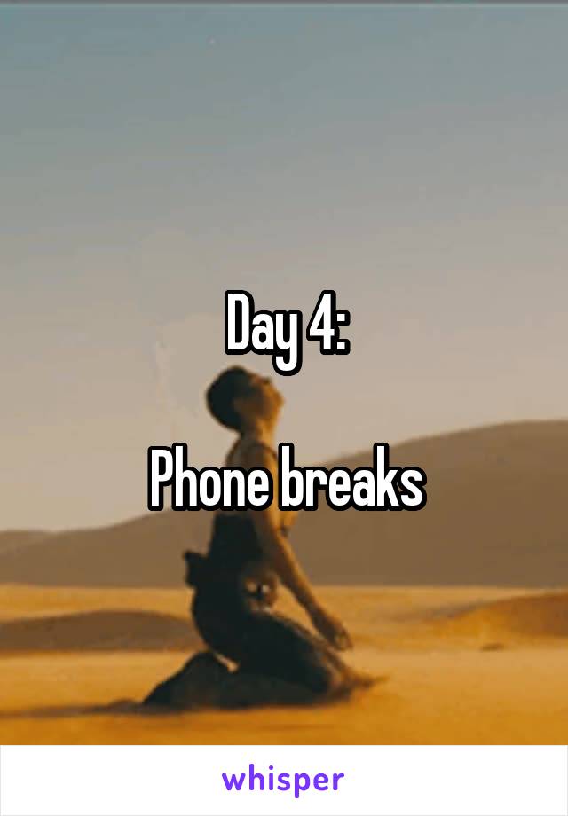 Day 4:

Phone breaks