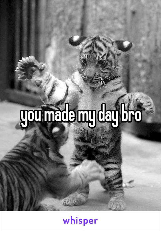 you made my day bro