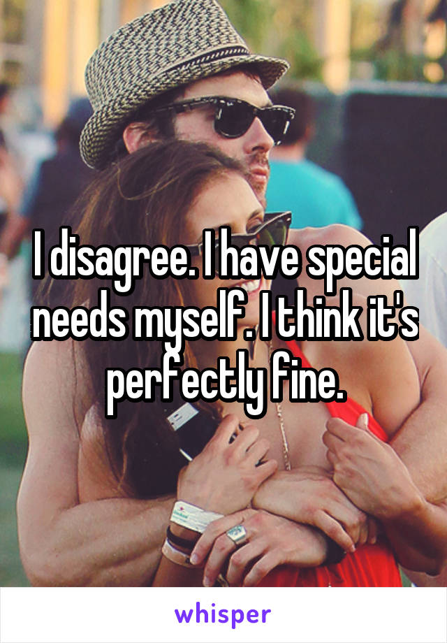 I disagree. I have special needs myself. I think it's perfectly fine.
