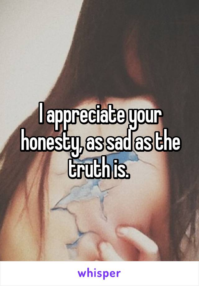I appreciate your honesty, as sad as the truth is. 