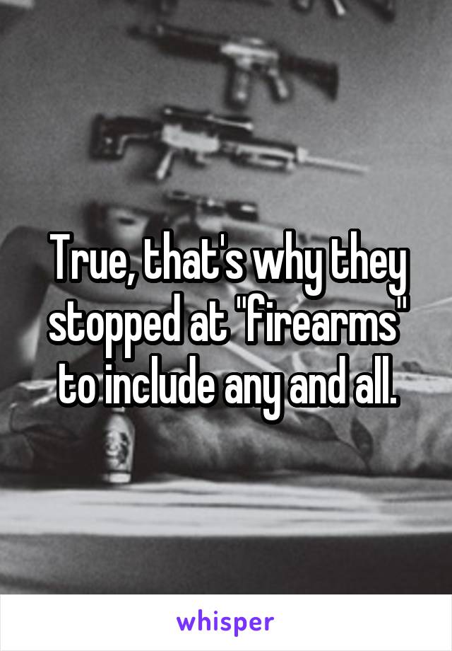 True, that's why they stopped at "firearms" to include any and all.